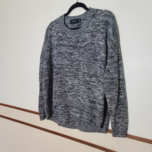 MINKPINK; Marble Grey Knit Sweater Boatneck High Low Drop Shoulder - Picture 1 of 5